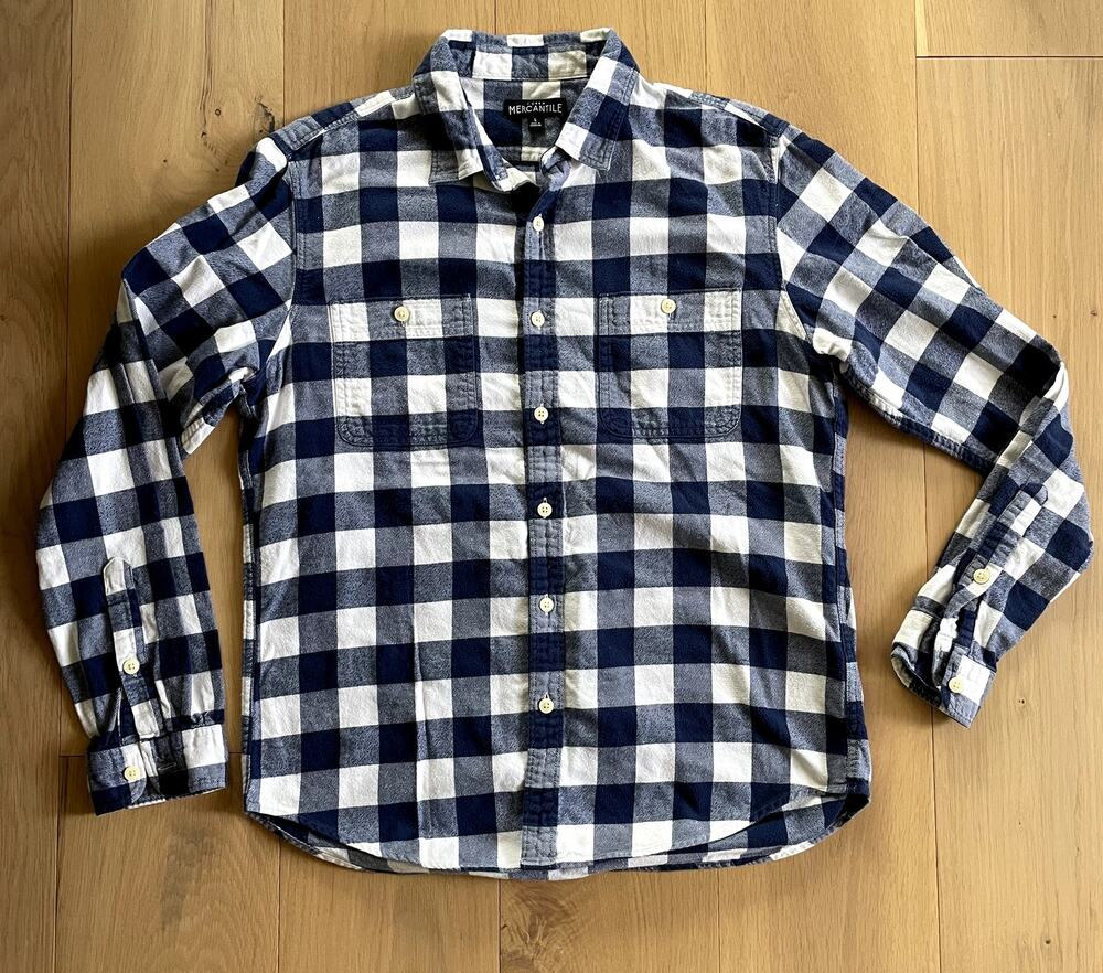 Men's J. Crew Blue Buffalo Plaid Button up Long sleeve Large